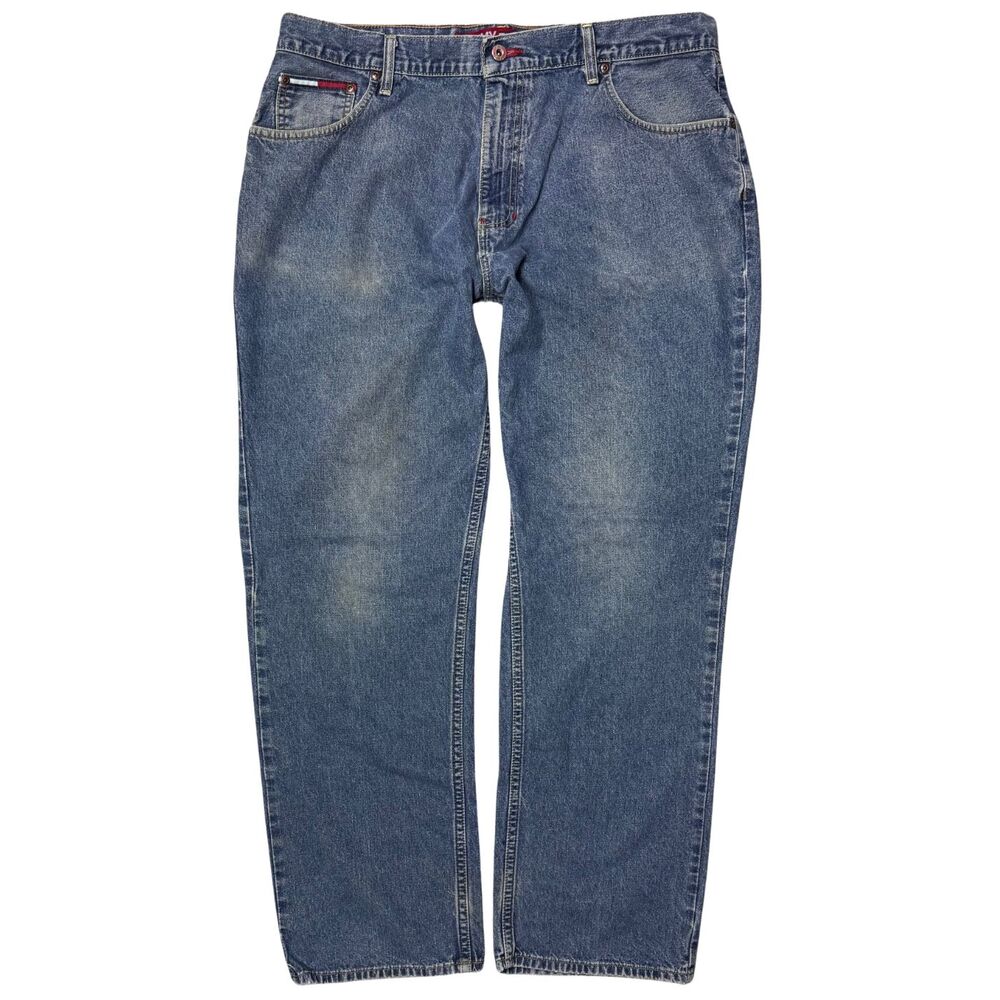 Vtg Tommy Hilfiger Jeans Mens Denim Straight Relaxed 38x32 Blue Dad Y2K Retro
